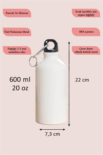 İsme Özel Döner Kapaklı 600ml Metal Su Matarası