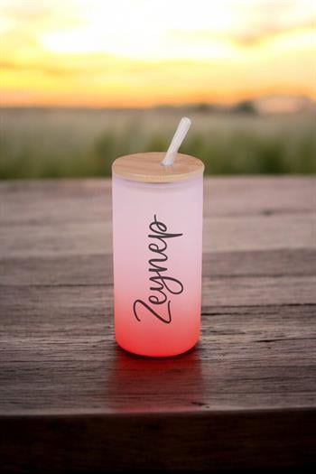 İsme Özel Pipetli Buzlu Cam Bardak