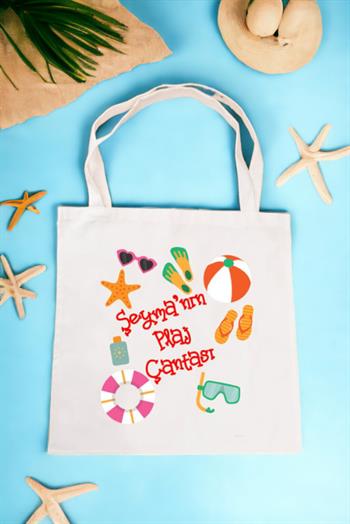 İsme Özel Yaz Temalı Bez Çanta
