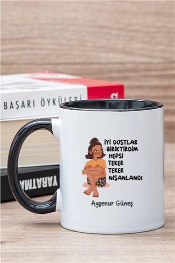 İyi Dostlar Biriktirdim İçi Renkli Kupa Bardak