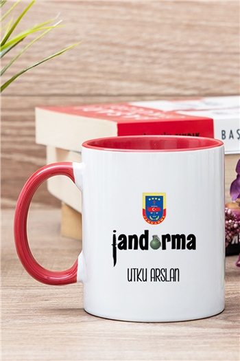 Jandarma Arkadaşa Hediye İçi Renkli Kupa Bardak