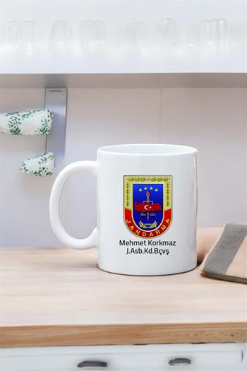 Jandarma Logolu Beyaz Kupa Bardak