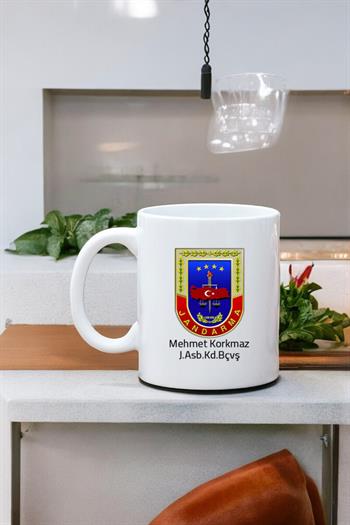 Jandarma Logolu Beyaz Kupa Bardak