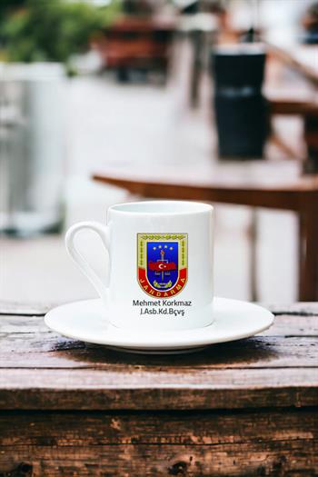 Jandarma Logolu Beyaz Türk Kahvesi Fincanı