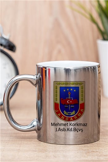 Jandarma Logolu Gold - Silver Kupa Bardak