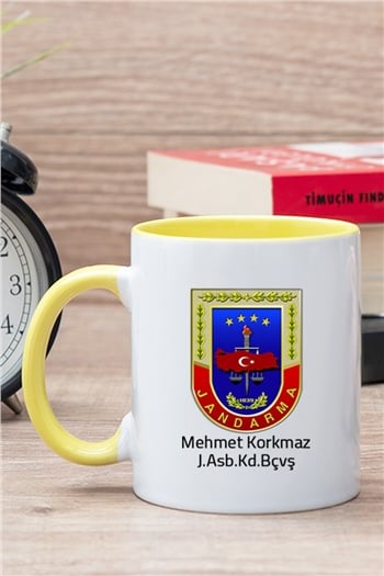 Jandarma Uzman Çavuşa Hediye Rütbe ve İsimli Kişiye Özel Kupa Bardak