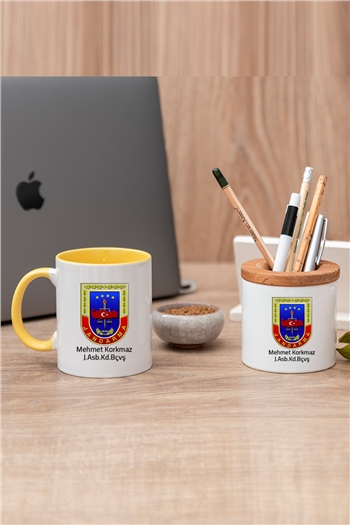 Jandarma Logolu Renkli Kupa Bardak ve Kalemlik
