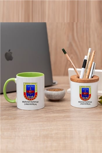 Jandarma Logolu Renkli Kupa Bardak ve Kalemlik