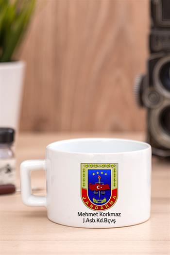 Jandarma Uzman Çavuşa Hediye Ahşap Altlıklı Fincan