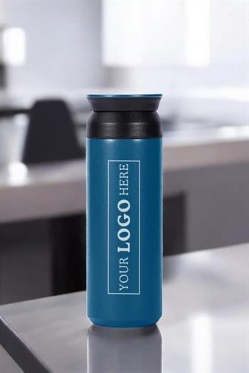 Japon Tarzı 500ml Süzgeçli Mavi Promosyon Çelik Termos 5153-EMR