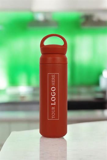 Japon Tarzı 500ml Tutacaklı ve Süzgeçli Kırmızı Promosyon Çelik Termos 4153-EMR