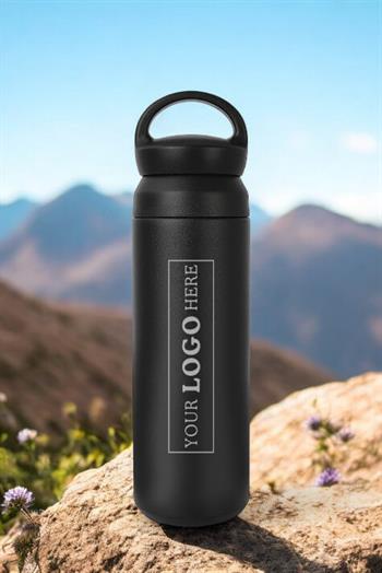 Japon Tarzı 500ml Tutacaklı ve Süzgeçli Siyah Promosyon Çelik Termos 4153-EMR