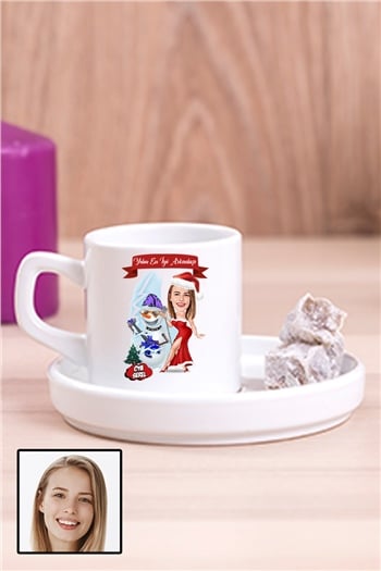 Kadın Arkadaşa Yılbaşı Hediyesi Karikatürlü Kahve Fincanı