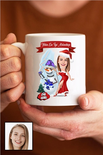 Yakın Kız Arkadaşa Yılbaşı Hediyesi Karikatürlü Kupa Bardak