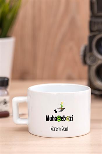 Kadın Muhasebeciye Hediye Kalp Kaşıklı Ahşap Altlıklı Fincan