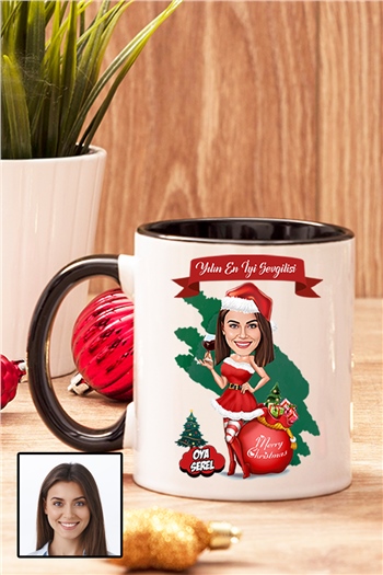 Sevgiliye Yılbaşı Hediyesi Kadın Yılbaşı Karikatürlü Kupa Bardak