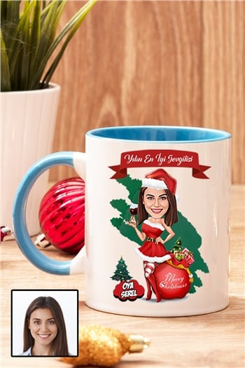 Sevgiliye Yılbaşı Hediyesi Kadın Yılbaşı Karikatürlü Kupa Bardak