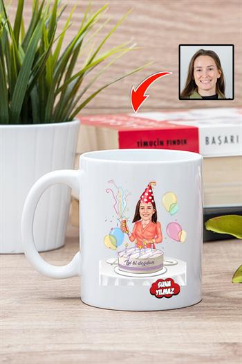 Kadına Doğum Günü Hediyesi Karikatürlü Kupa Bardak