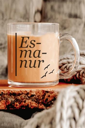 Kadına Hediye İsme Özel Heceli Tasarım Cam Kahve Kupası