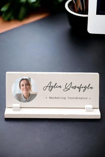 Kadına Ofis Hediyesi Fotoğraflı Masaüstü Taş İsimlik