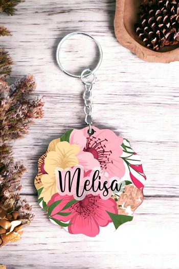 Kadınlar için Kişiye Özel Hediye Çiçek Tasarım Anahtarlık