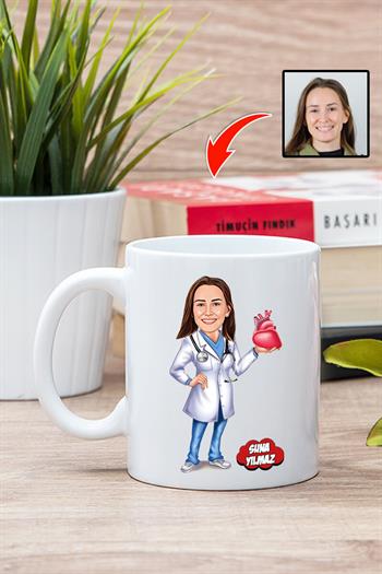 Kalp Doktoruna Hediye Kişiye Özel Karikatürlü Kupa Bardak