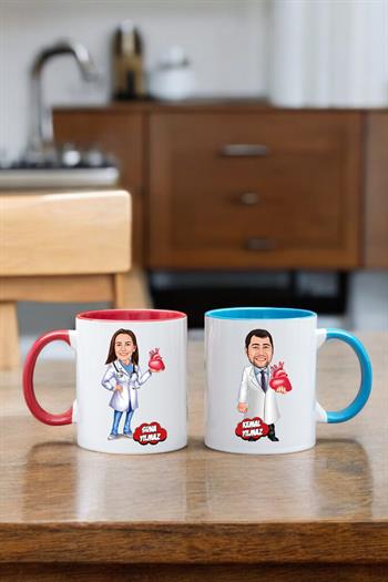 Kalp Doktoruna Hediye Kişiye Özel Karikatürlü Kupa Bardak