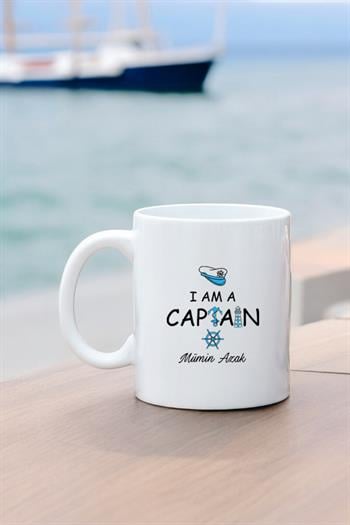 Kaptana Hediye Beyaz Kupa Bardak