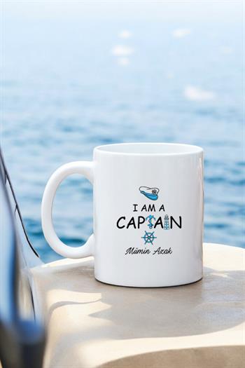 Kaptana Hediye Beyaz Kupa Bardak