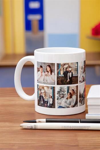 Kişiye Özel 10 Fotoğraflı Porselen Beyaz Kupa Bardak