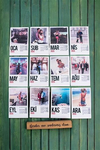 Kişiye Özel Ahşap Standlı Fotoğraflı Masaüstü Takvim