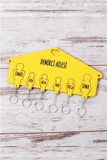 Kişiye Özel Altı Anahtarlıklı Renkli Anahtarlık Askısı