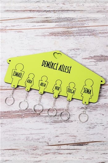 Kişiye Özel Altı Anahtarlıklı Renkli Anahtarlık Askısı