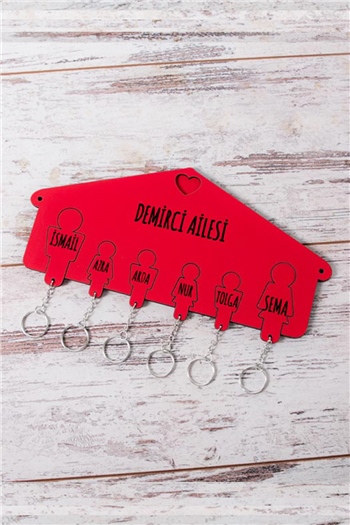 Kişiye Özel Altı Anahtarlıklı Renkli Anahtarlık Askısı