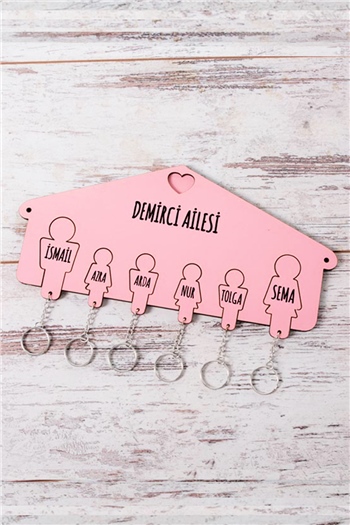 Kişiye Özel Altı Anahtarlıklı Renkli Anahtarlık Askısı