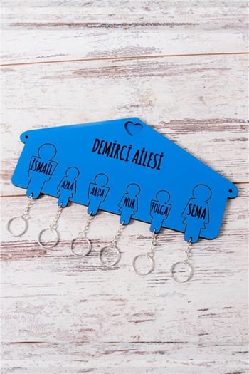 Kişiye Özel Altı Anahtarlıklı Renkli Anahtarlık Askısı