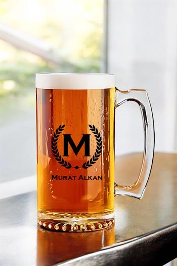 Kişiye Özel Baş Harf ve İsimli Cam Bira Bardağı