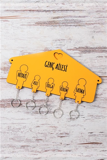 Kişiye Özel Beş Anahtarlıklı Renkli Anahtarlık Askısı