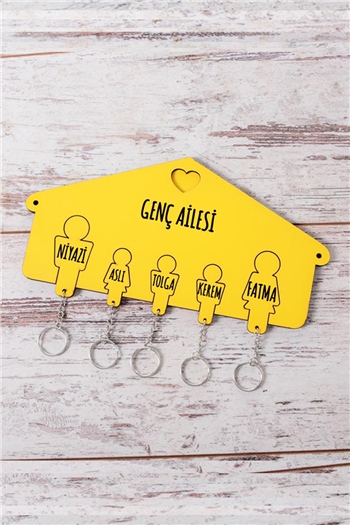 Kişiye Özel Beş Anahtarlıklı Renkli Anahtarlık Askısı