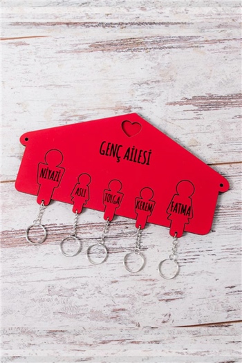 Kişiye Özel Beş Anahtarlıklı Renkli Anahtarlık Askısı