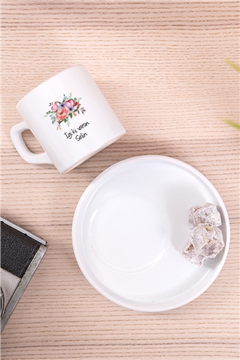 Kişiye Özel Çiçek Buketi İsimli Concept Türk Kahvesi Fincanı