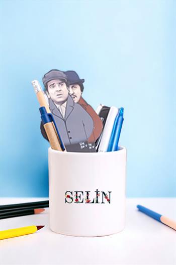 Kişiye Özel Çiçek Harf Tasarım İsim Yazılı Seramik Kalemlik