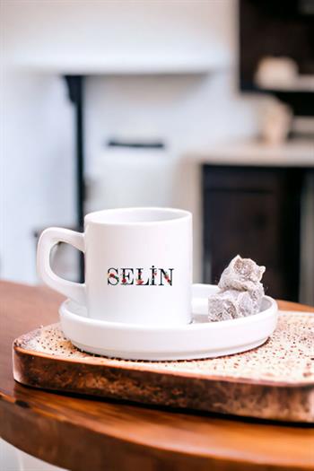 Kişiye Özel Çiçek Harf Tasarım İsim Yazılı Concept Türk Kahvesi Fincanı