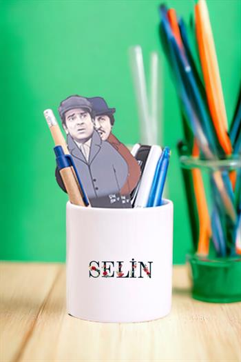 Kişiye Özel Çiçek Harf Tasarım İsim Yazılı Seramik Kalemlik