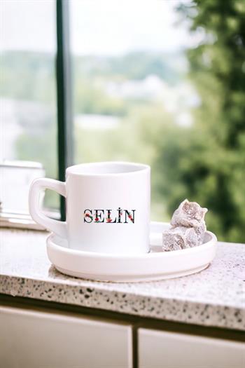Kişiye Özel Çiçek Harf Tasarım İsim Yazılı Concept Türk Kahvesi Fincanı