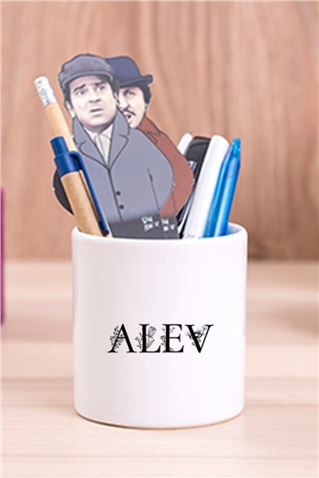 Kişiye Özel Çiçekli Harf Tasarım İsim Yazılı Seramik Kalemlik