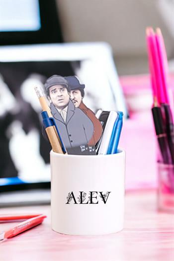 Kişiye Özel Çiçekli Harf Tasarım İsim Yazılı Seramik Kalemlik