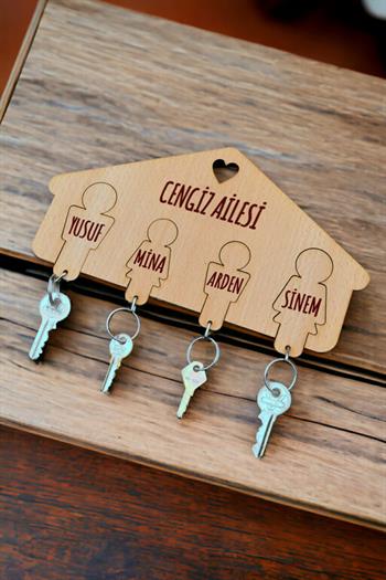 Kişiye Özel Dört Anahtarlıklı Anahtarlık Askısı