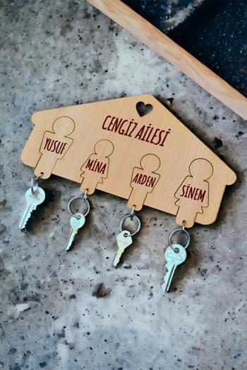 Kişiye Özel Dört Anahtarlıklı Anahtarlık Askısı