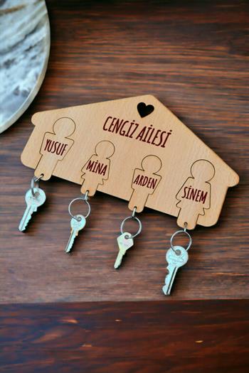 Kişiye Özel Dört Anahtarlıklı Anahtarlık Askısı